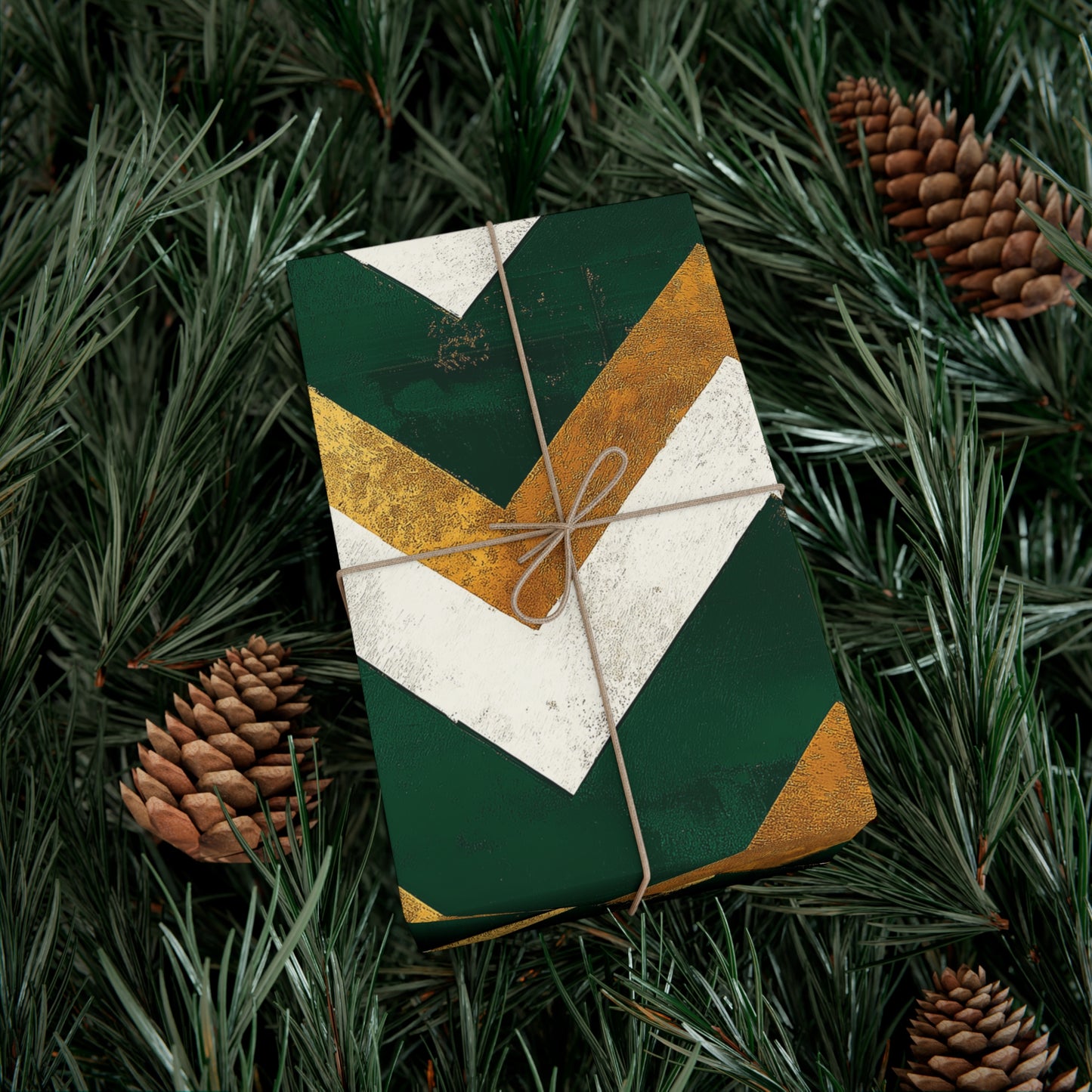 Green and Gold Chevron Gift Wrap Papers