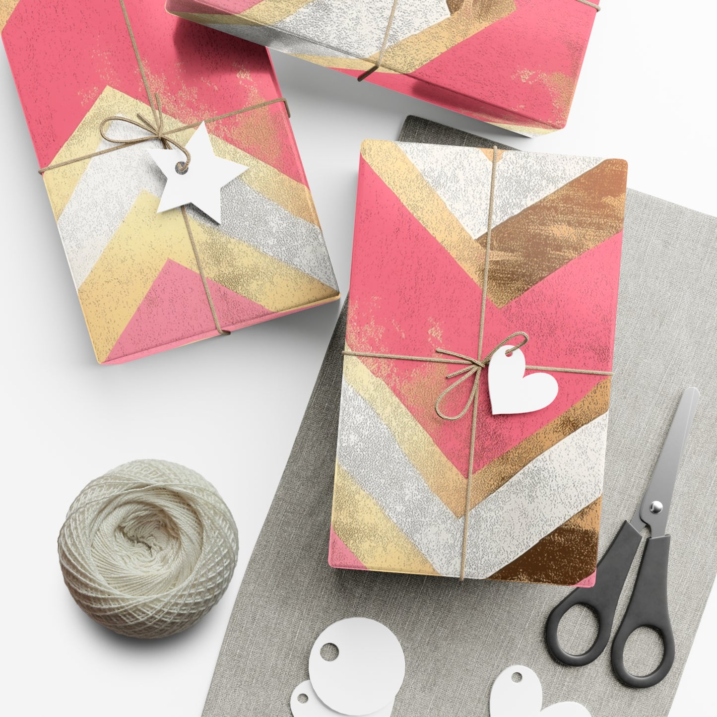 Pink and Gold Chevron Gift Wrap Papers