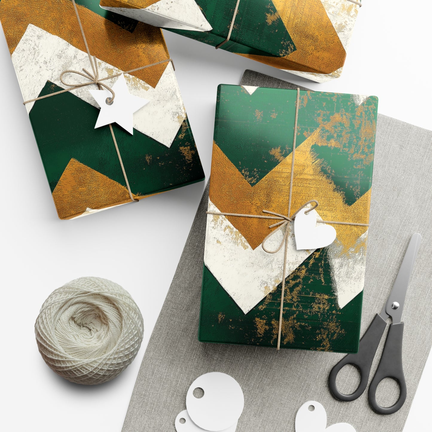 Green and Gold Chevron Gift Wrap Papers