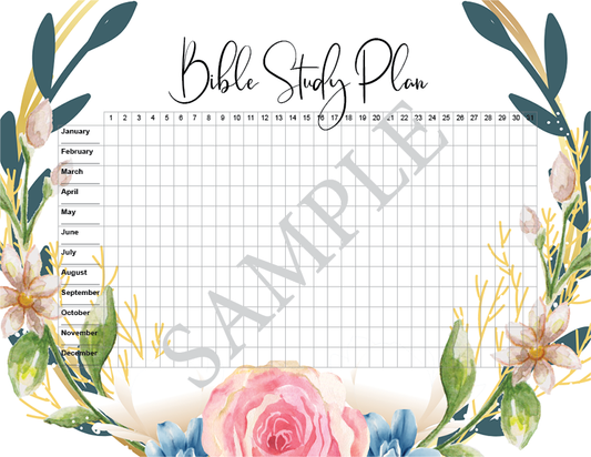 Customizable Yearly Bible Study Progress Tracker